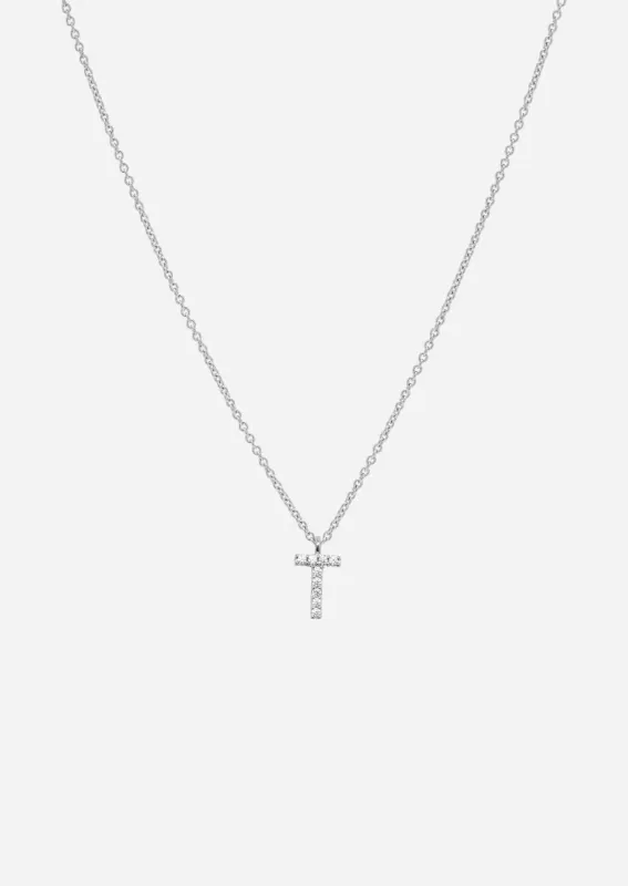 Pavé Letter - Sterling Silver - T made by Skultuna
