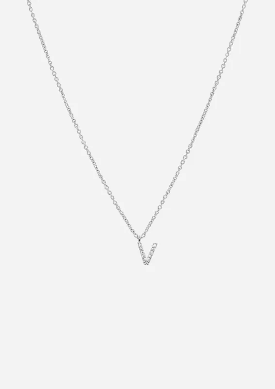 Pavé Letter - Sterling Silver - V made by Skultuna