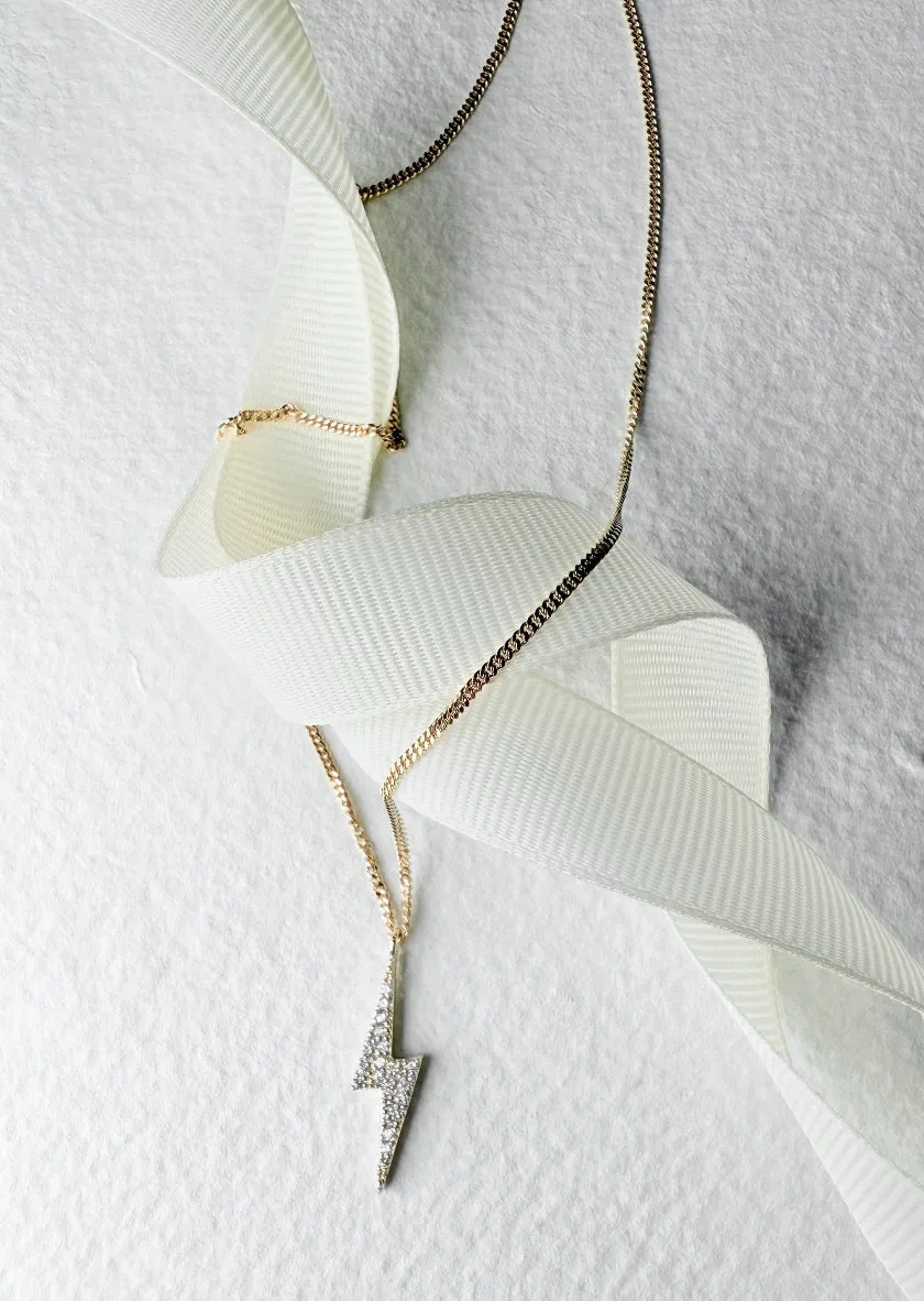 Pavé Symbol - Lightning Necklace - Gold Vermeil sold by Skultuna product image thumbnail 4