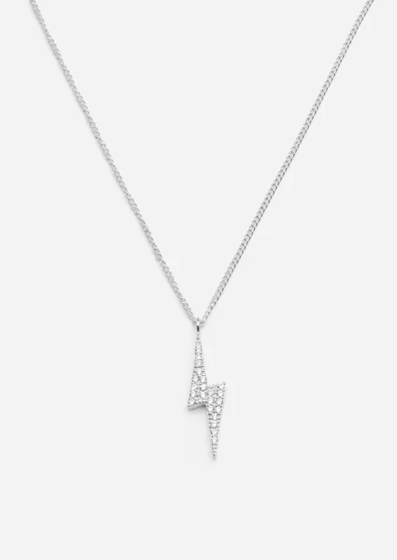 Pavé Symbol - Lightning Necklace - Sterling Silver sold by Skultuna