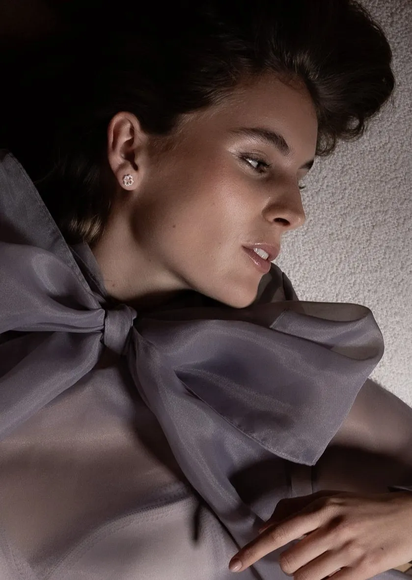 Pavé Symbol - Four Leaf Clover Earrings - Sterling Silver sold by Skultuna product image thumbnail 4