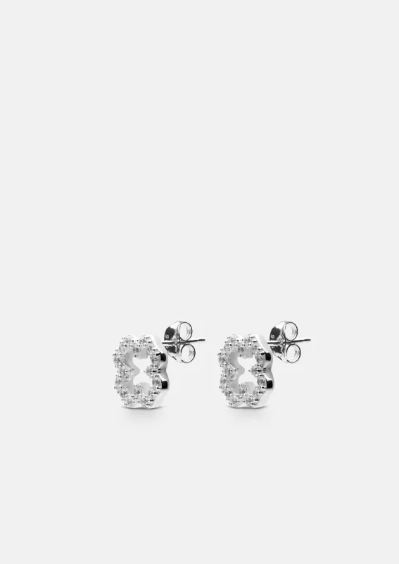 Pavé Symbol - Four Leaf Clover Earrings - Sterling Silver sold by Skultuna