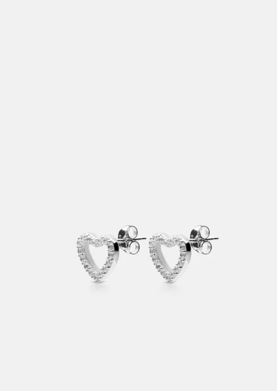 Pavé Symbol - Heart Earrings - Sterling Silver sold by Skultuna