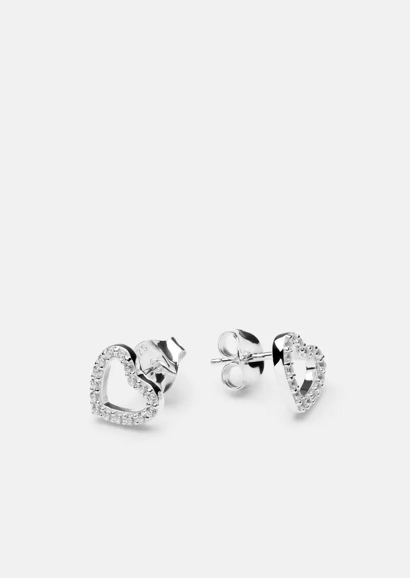 Pavé Symbol - Heart Earrings - Sterling Silver sold by Skultuna product image thumbnail 2