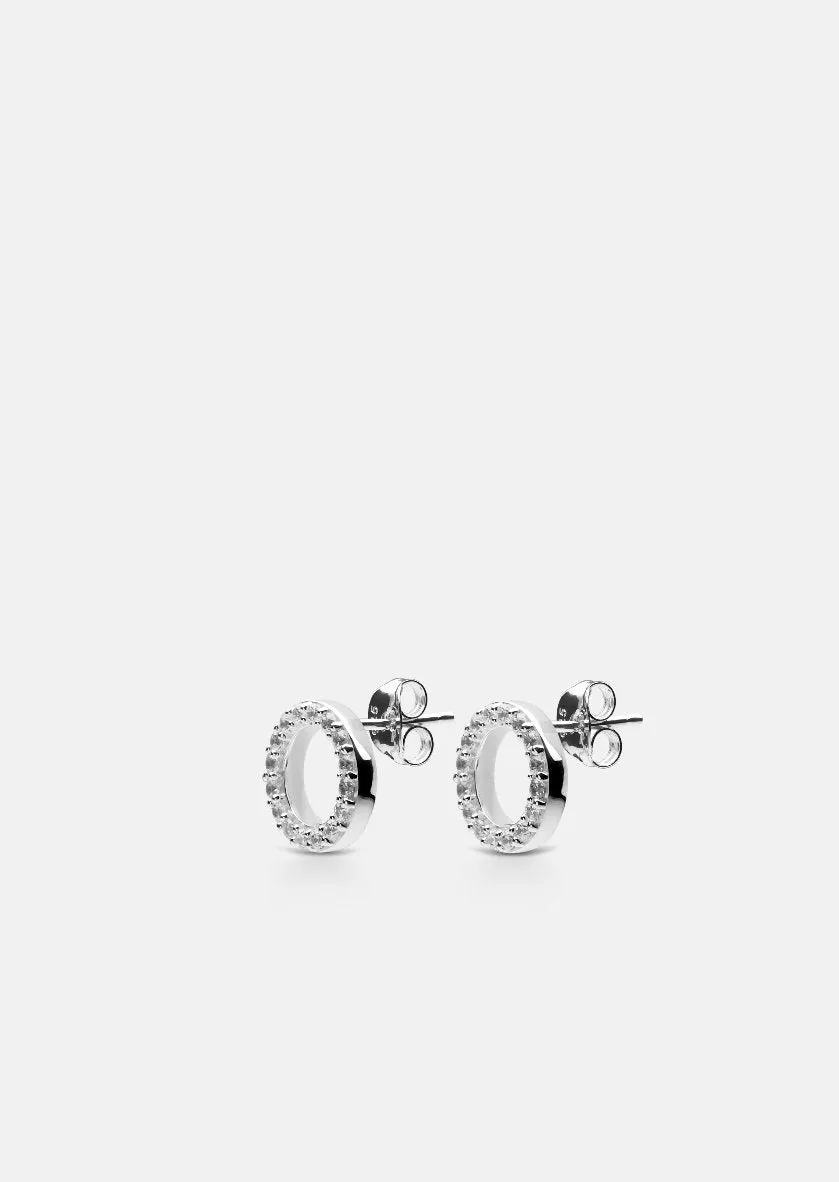 Pavé Symbol - Circle Earrings - Sterling Silver sold by Skultuna