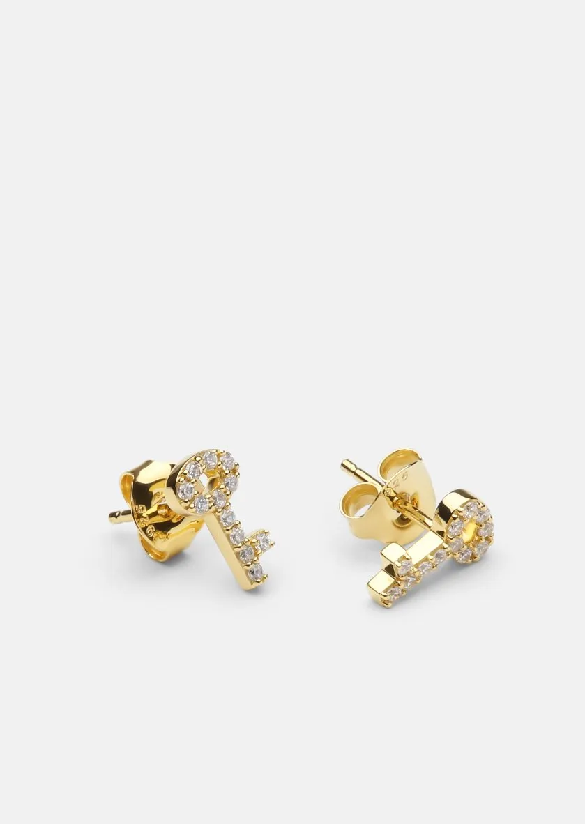 Pavé Symbol - Key Earrings - Gold Vermeil sold by Skultuna product image thumbnail 2