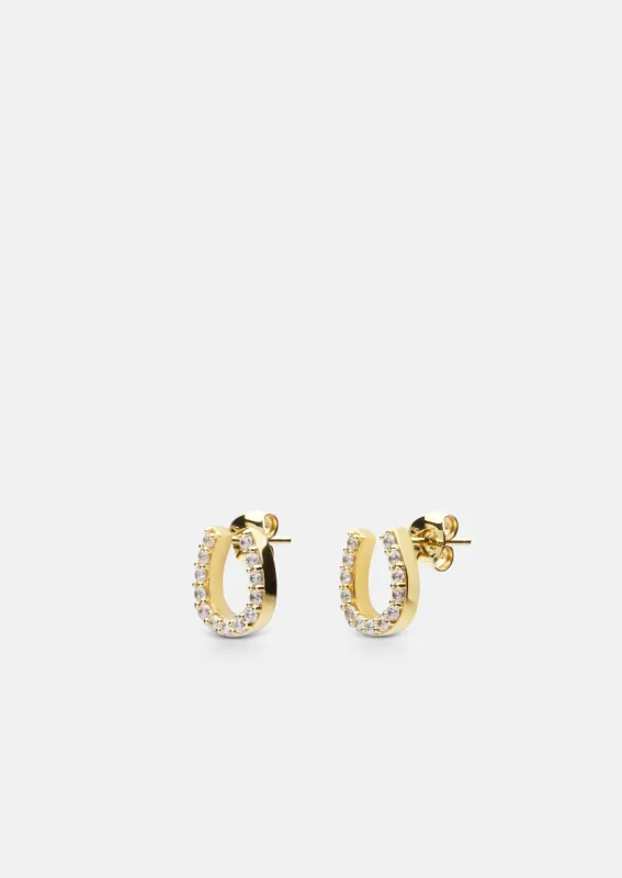 Pavé Symbol - Horse Shoe Earrings - Gold Vermeil sold by Skultuna