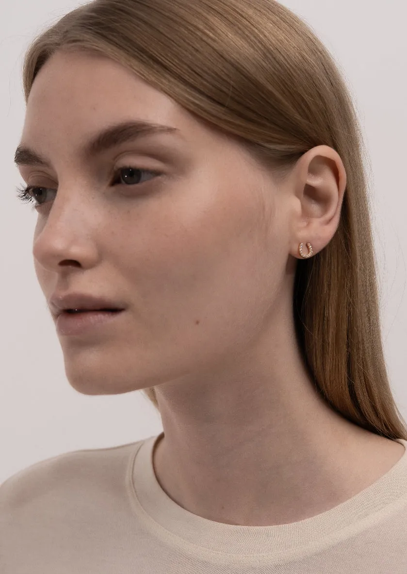 Pavé Symbol - Horse Shoe Earrings - Gold Vermeil sold by Skultuna product image thumbnail 2