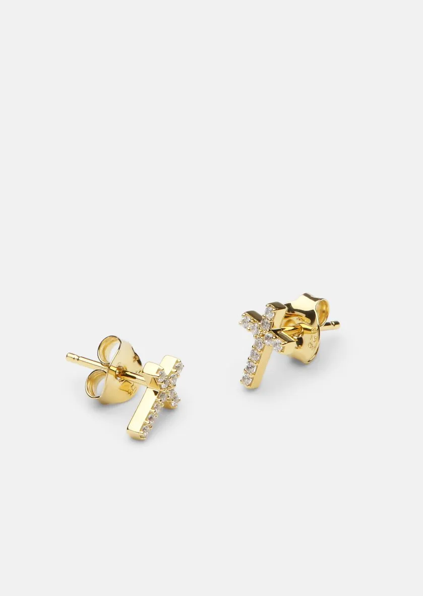 Pavé Symbol - Cross Earrings - Gold Vermeil sold by Skultuna product image thumbnail 3