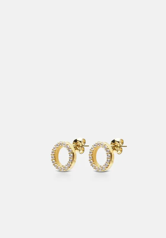 Pavé Symbol - Circle Earrings - Gold Vermeil sold by Skultuna
