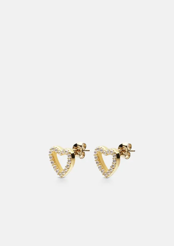Pavé Symbol - Heart Earrings - Gold Vermeil sold by Skultuna
