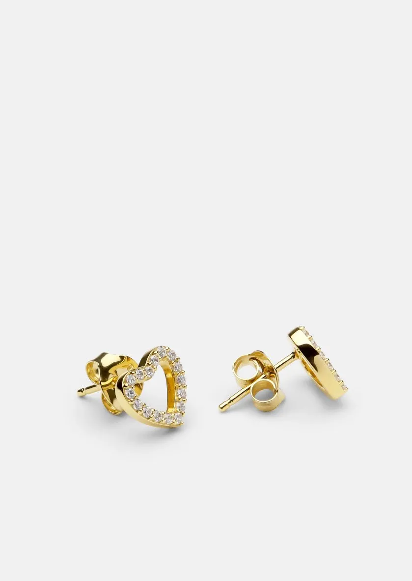 Pavé Symbol - Heart Earrings - Gold Vermeil sold by Skultuna product image thumbnail 3