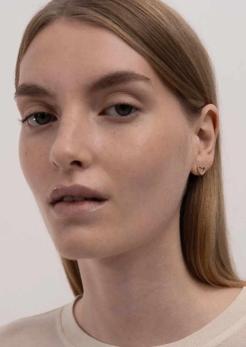 Pavé Symbol - Heart Earrings - Gold Vermeil sold by Skultuna product image thumbnail 5
