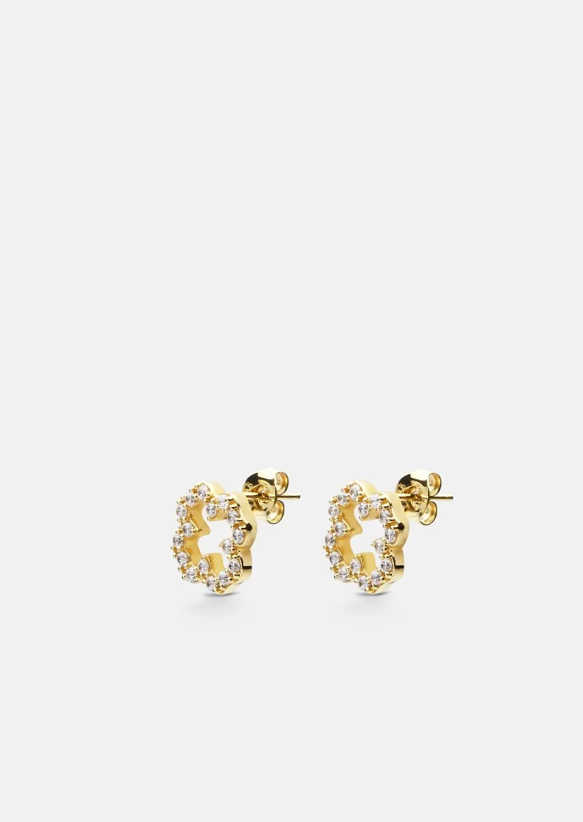 Pavé Symbol - Four Leaf Clover Earrings - Gold Vermeil sold by Skultuna