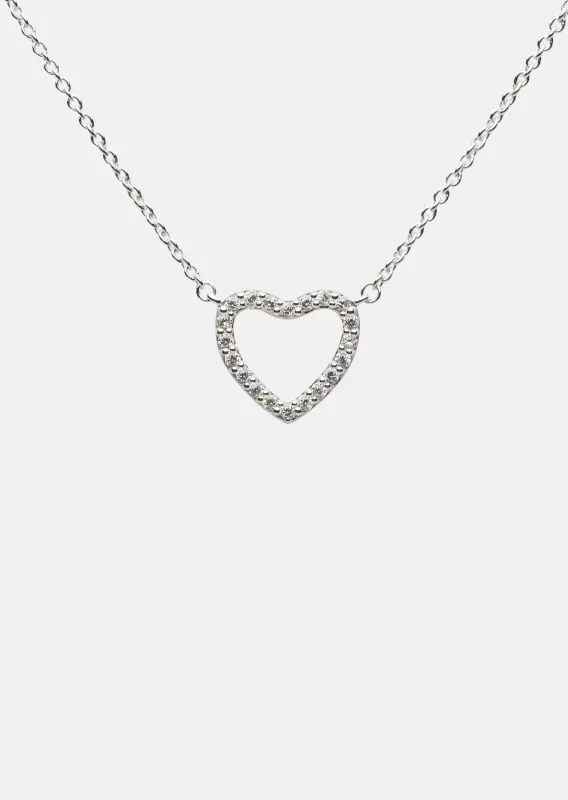 Pavé Symbol- Heart Necklace - Sterling Silver sold by Skultuna