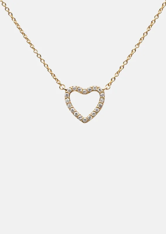 Pavé Symbol - Heart Necklace - Gold Vermeil sold by Skultuna