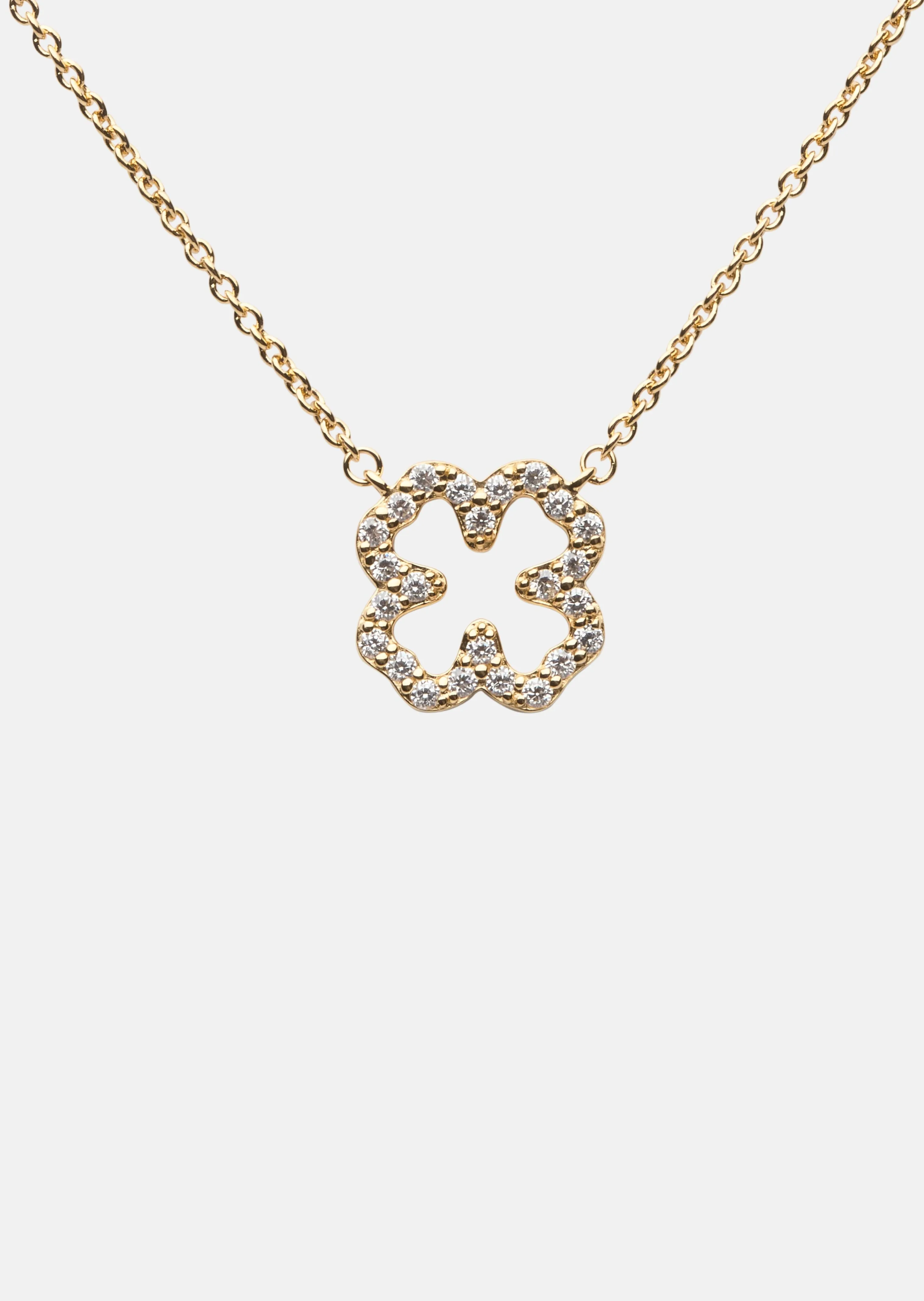 Pavé Symbol - Four Leaf Clover Necklace - Gold Vermeil sold by Skultuna