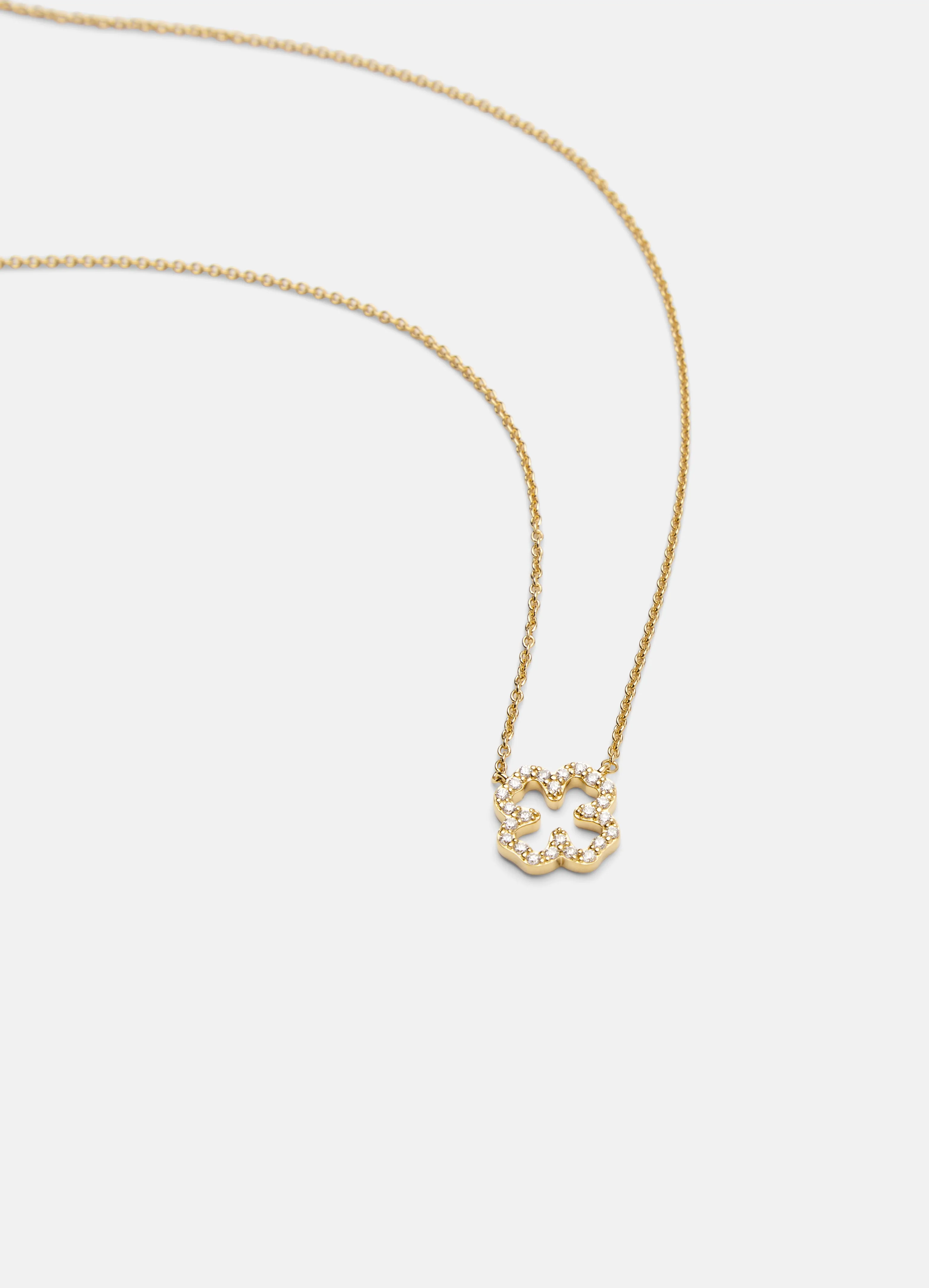 Pavé Symbol - Four Leaf Clover Necklace - Gold Vermeil sold by Skultuna product image thumbnail 2