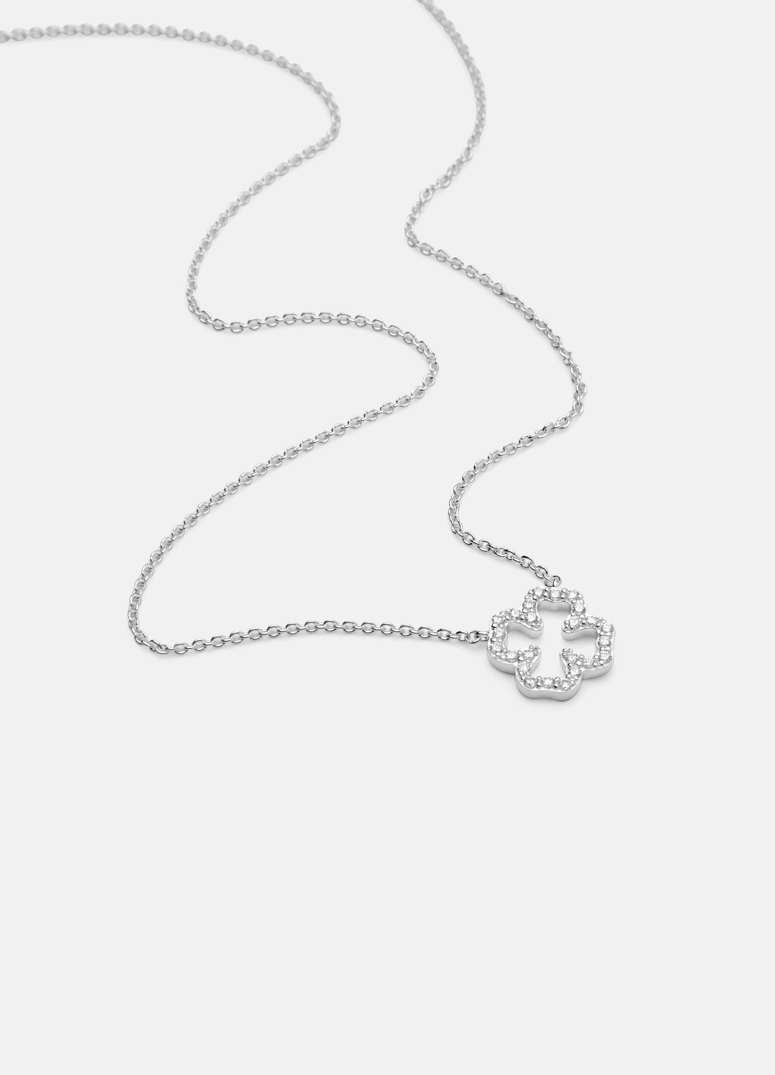 Pavé Symbol - Four Leaf Clover Necklace - Sterling Silver sold by Skultuna product image thumbnail 2