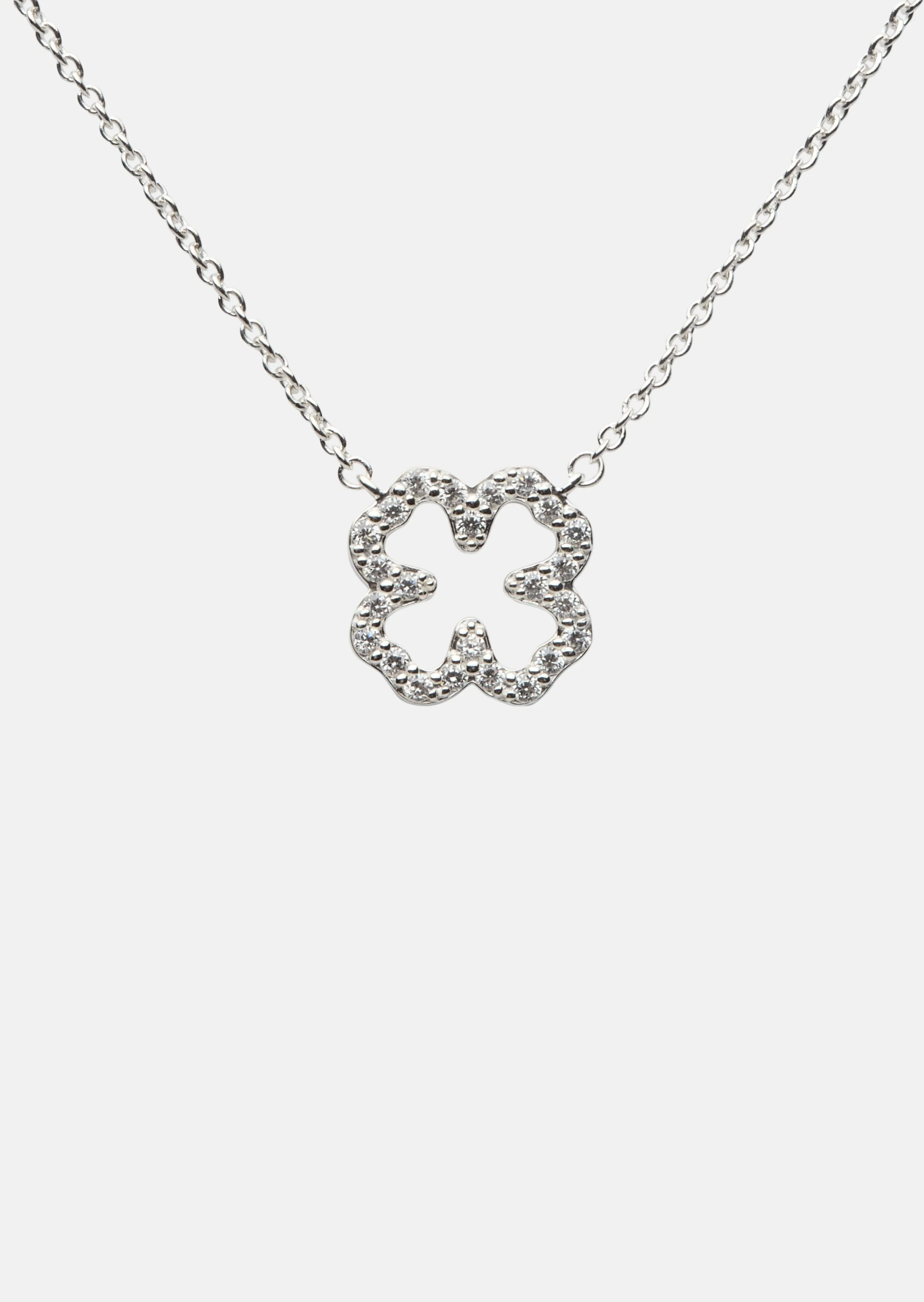 Pavé Symbol - Four Leaf Clover Necklace - Sterling Silver sold by Skultuna