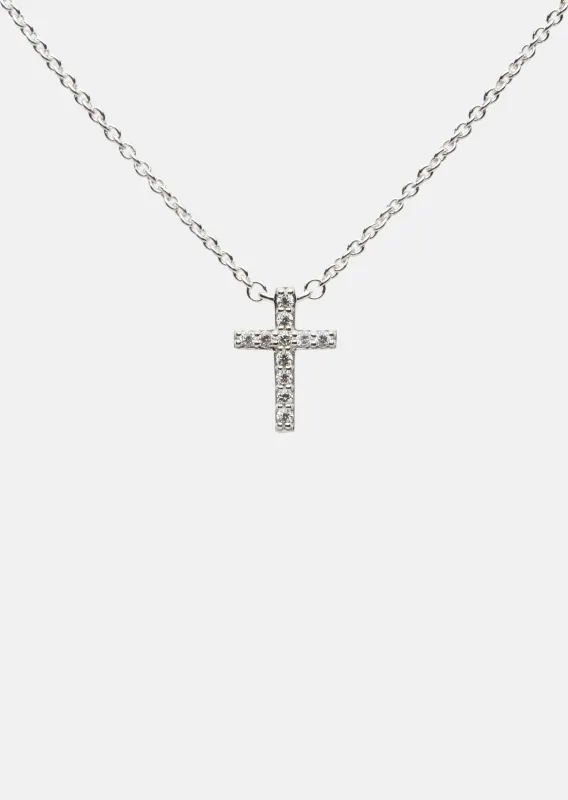 Pavé Symbol - Cross Necklace - Sterling Silver made by Skultuna