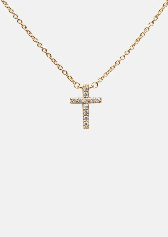 Pavé Symbol - Cross Necklace - Gold Vermeil made by Skultuna