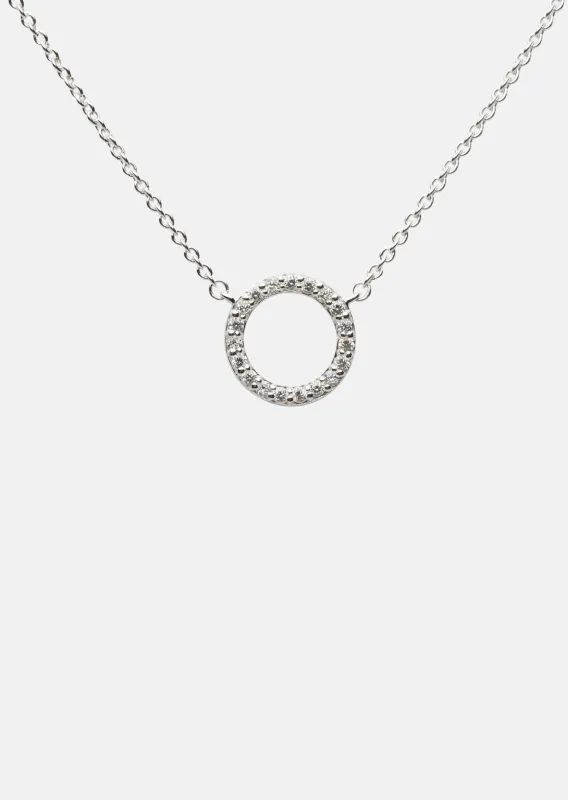 Pavé Symbol - Circle Necklace - Sterling Silver made by Skultuna