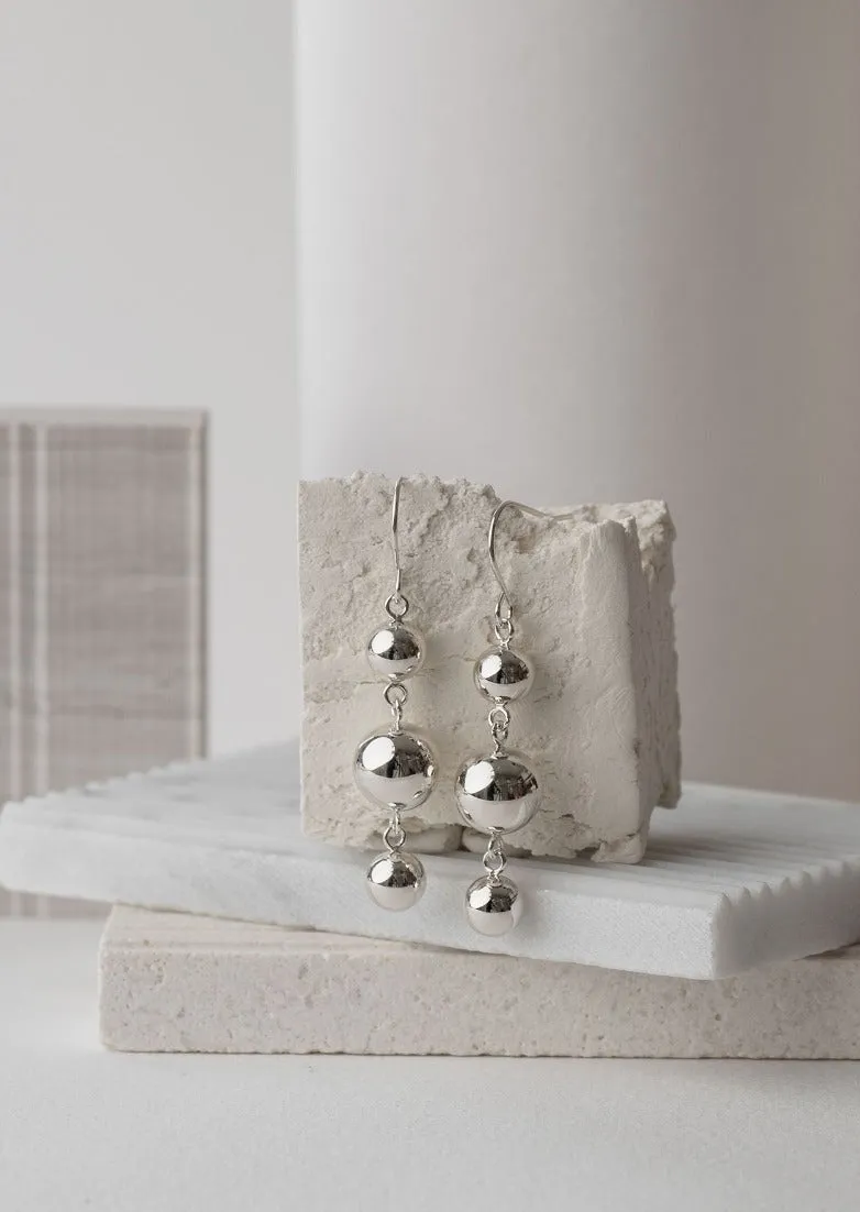 Triple Ball Drop Earrings – Silver Plated sold by Skultuna product image thumbnail 5