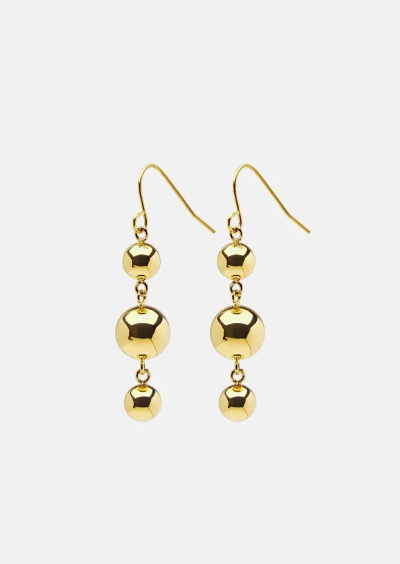 Triple Ball Drop Earrings – Gold Plated sold by Skultuna