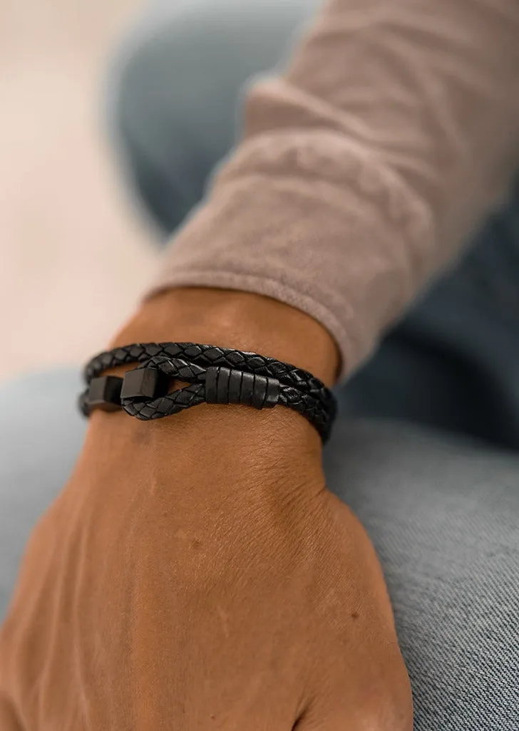 Hook Leather Bracelet Matte Black - Black sold by Skultuna product image thumbnail 4