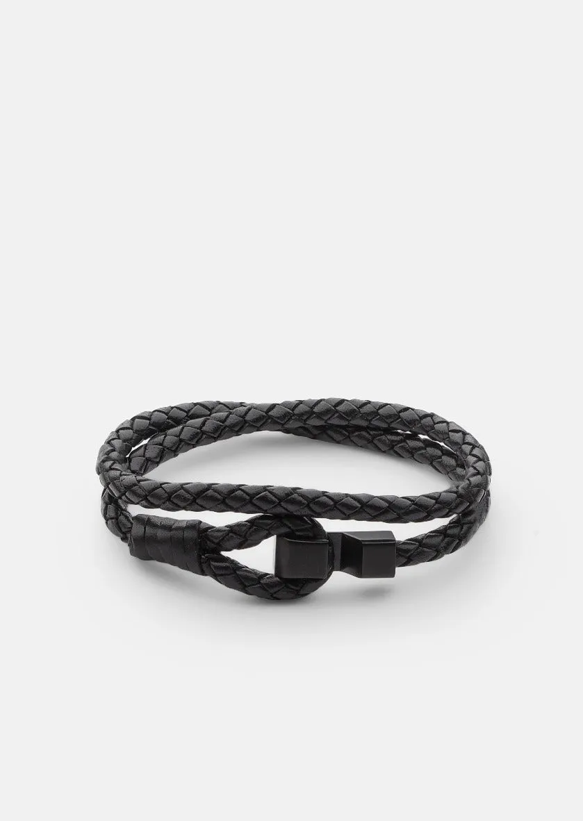 Hook Leather Bracelet Matte Black - Black sold by Skultuna