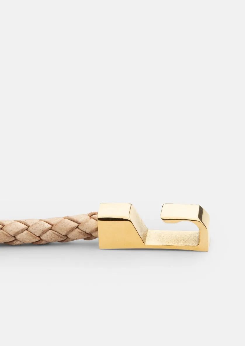 Hook Leather Bracelet Gold Plated - Natural sold by Skultuna product image thumbnail 2