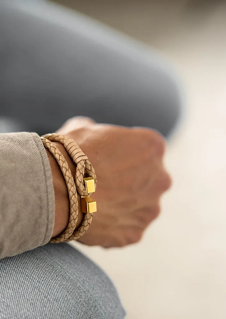Hook Leather Bracelet Gold Plated - Natural sold by Skultuna product image thumbnail 4