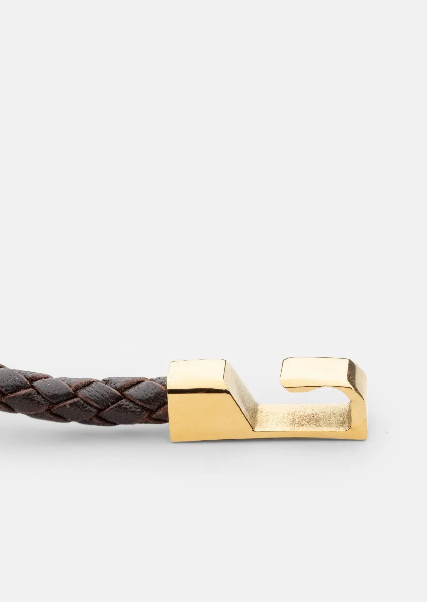 Hook Leather Bracelet Gold Plated - Dark Brown sold by Skultuna product image thumbnail 2