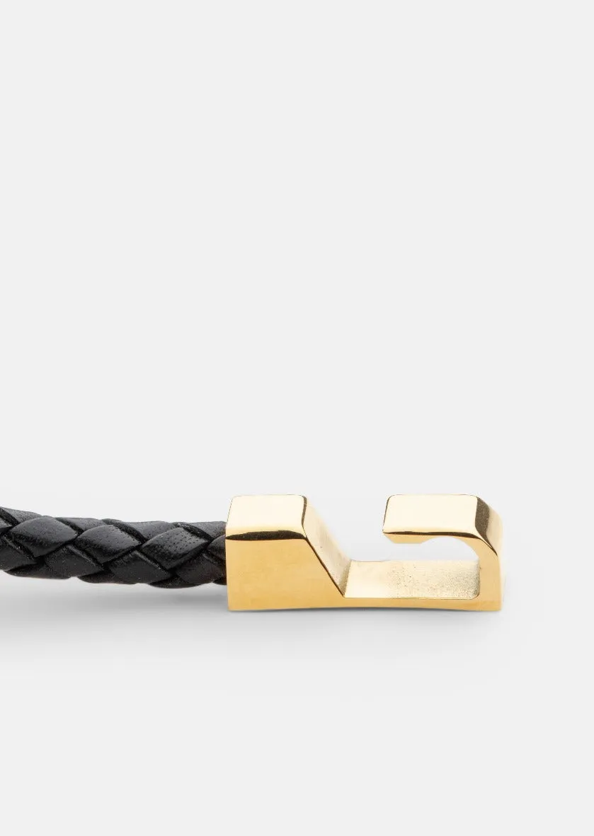Hook Leather Bracelet Gold Plated - Black sold by Skultuna product image thumbnail 2
