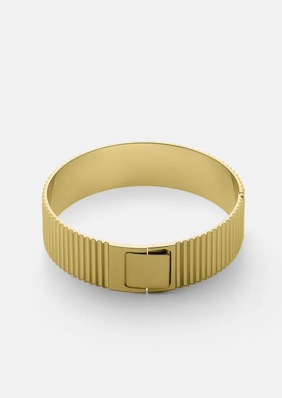 Ribbed Clasp Bangle - Gold Plated made by Skultuna