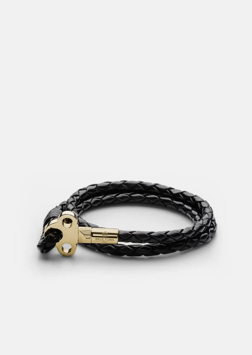 Key Leather Bracelet Gold - Black sold by Skultuna