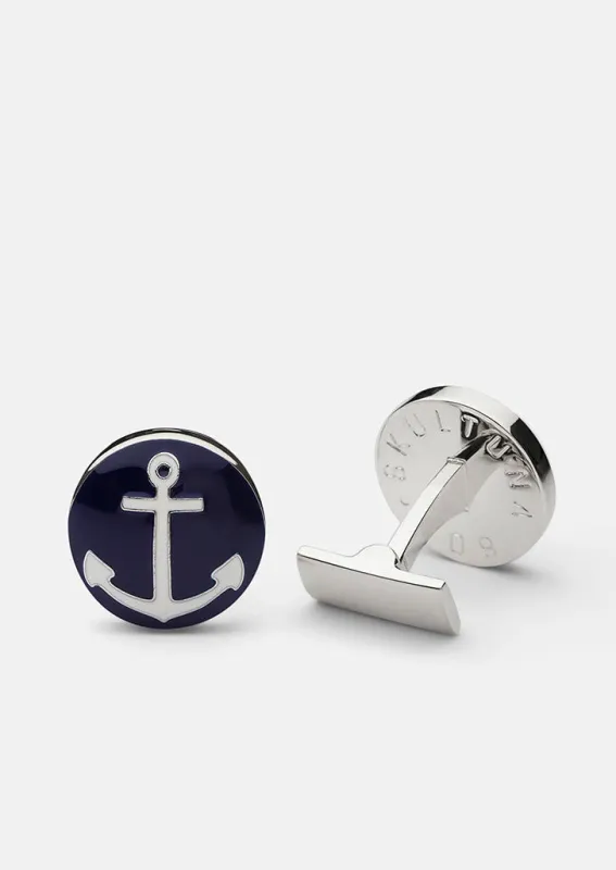 Anchor Silver Manschettknappar - Blå & Vit made by Skultuna