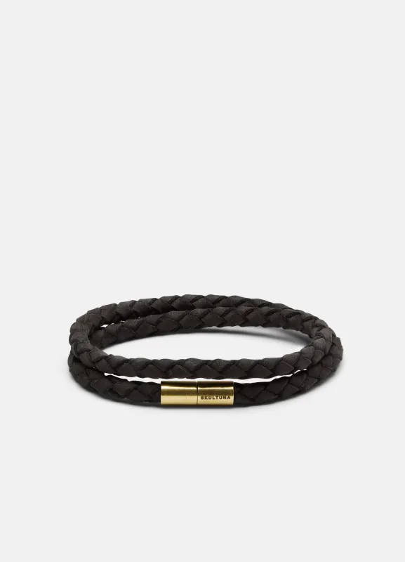 Suede Bracelet – Black & Brass made by Skultuna