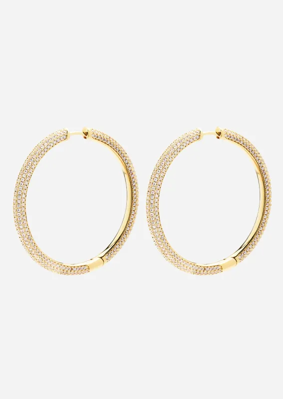Simplicity Pavé Hoop Earrings - Gold Plated - XL made by Skultuna