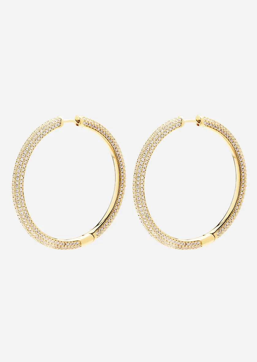 Simplicity Pavé Hoop Earrings - Gold Plated - XL sold by Skultuna