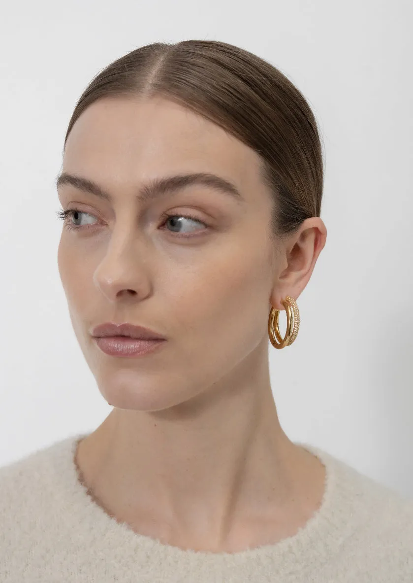 Simplicity Pavé Hoop Earrings - Gold Plated - Large sold by Skultuna product image thumbnail 2