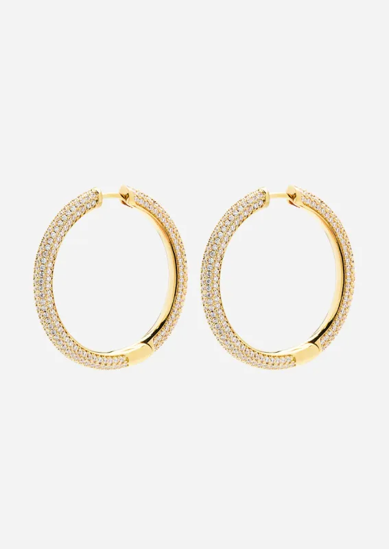 Simplicity Pavé Hoop Earrings - Gold Plated - Large made by Skultuna