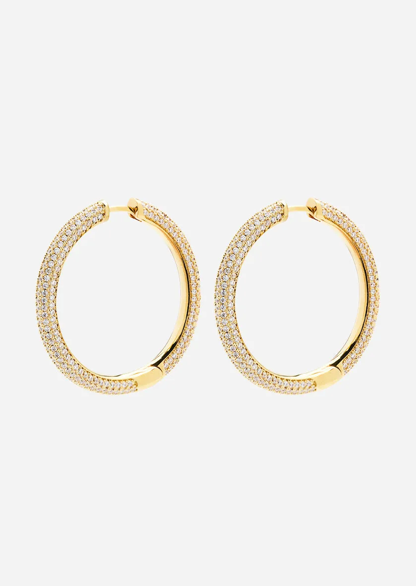 Simplicity Pavé Hoop Earrings - Gold Plated - Large sold by Skultuna