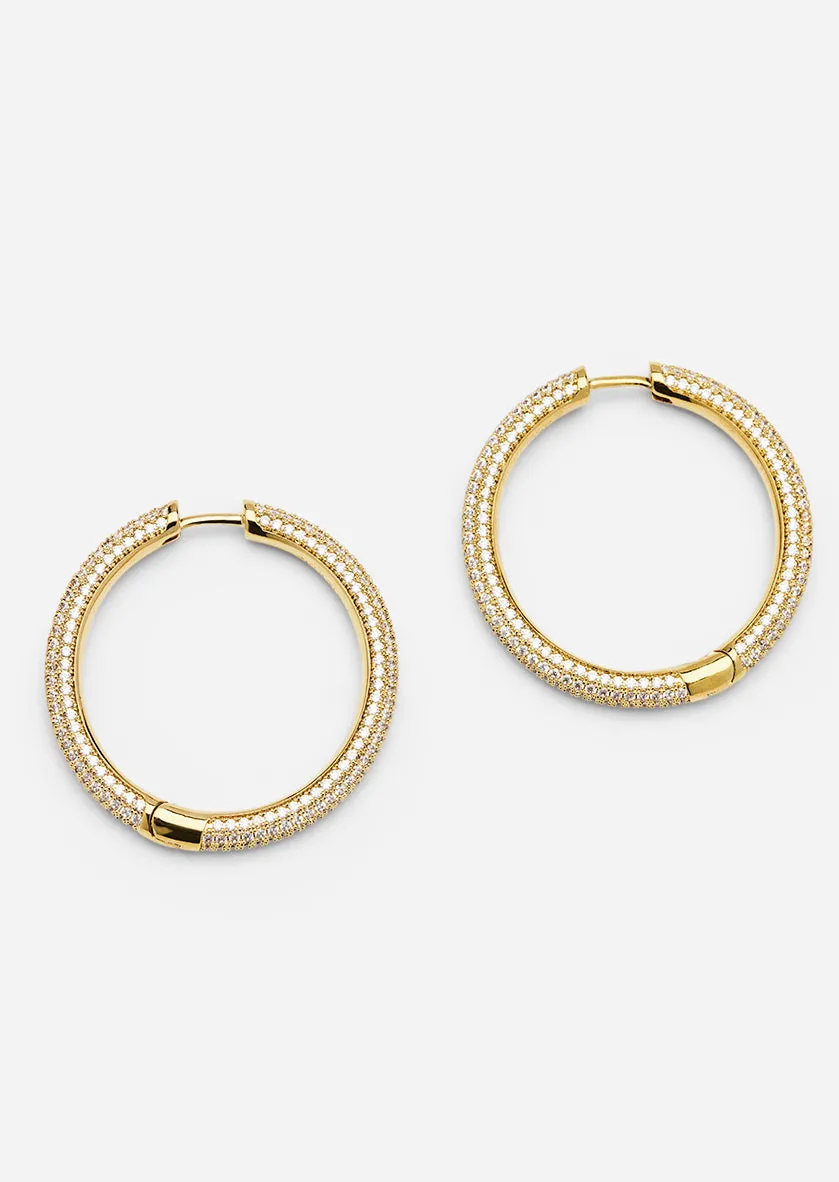 Simplicity Pavé Hoop Earrings - Gold Plated - Large sold by Skultuna product image thumbnail 3