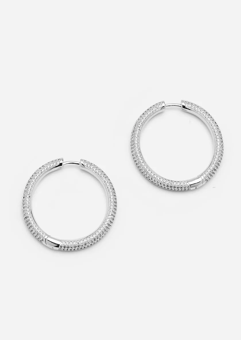 Simplicity Pavé Hoop Earrings - Silver Plated - Large sold by Skultuna product image thumbnail 3
