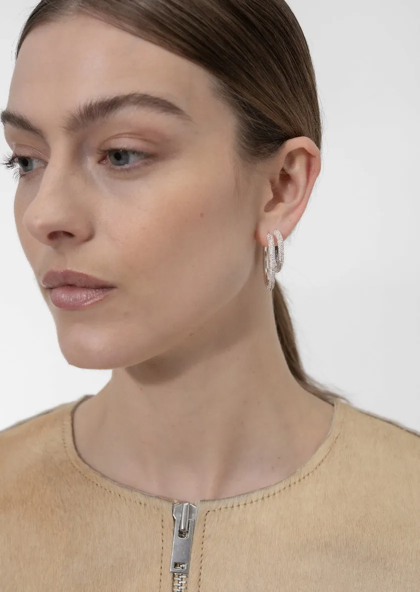 Simplicity Pavé Hoop Earrings - Silver Plated - Large sold by Skultuna product image thumbnail 2
