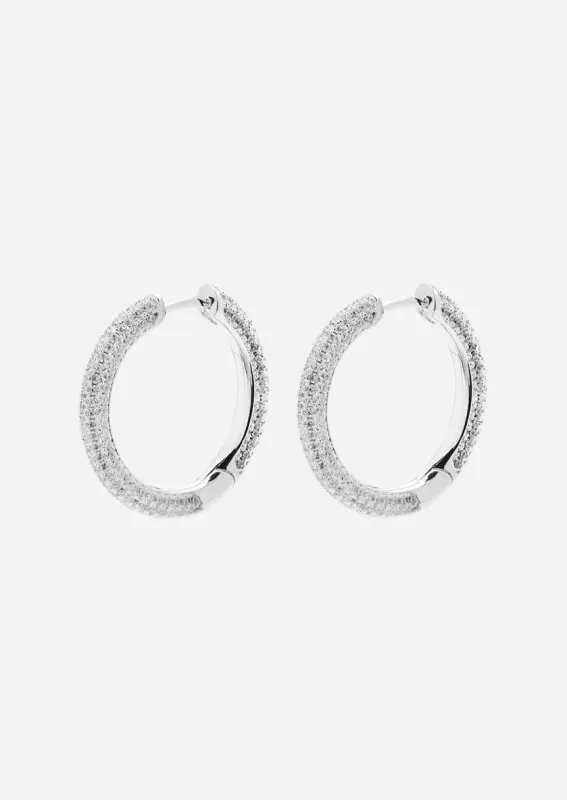 Simplicity Pavé Hoop Earrings - Silver Plated - Medium made by Skultuna