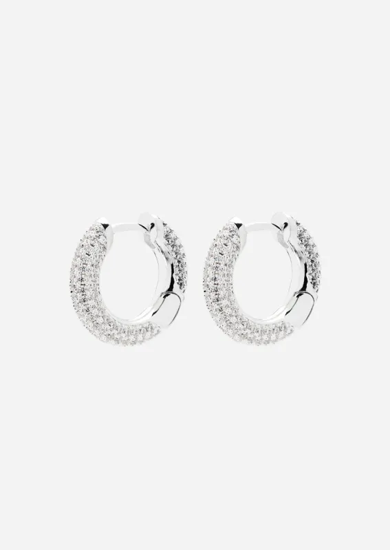 Simplicity Pavé Hoop Earrings - Silver Plated - Small made by Skultuna