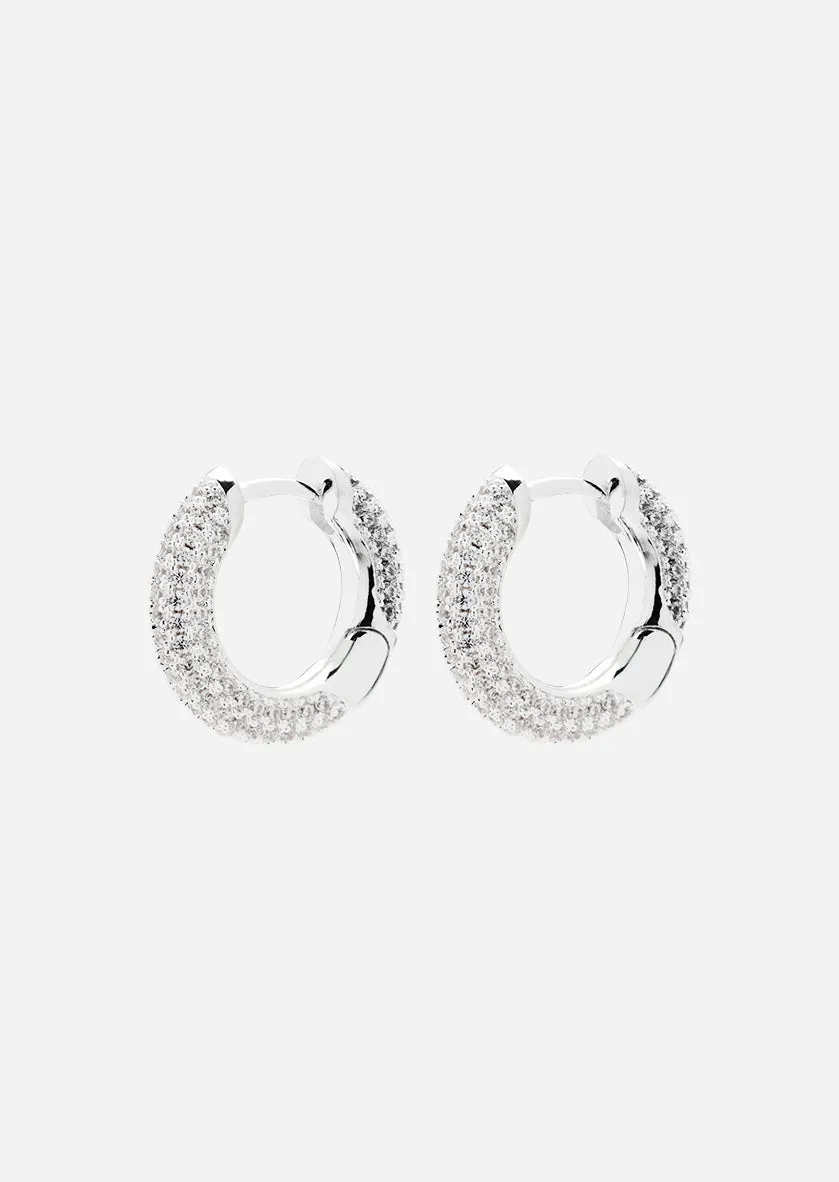 Simplicity Pavé Hoop Earrings - Silver Plated - Small sold by Skultuna